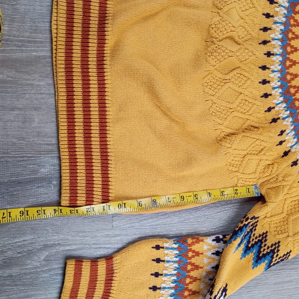 Sundance Women's Sz S Yellow Sweater Fair Isle Nordic Boho Cotton Wool Blend - Picture 6 of 11
